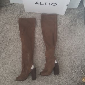 Taupe thigh high boots